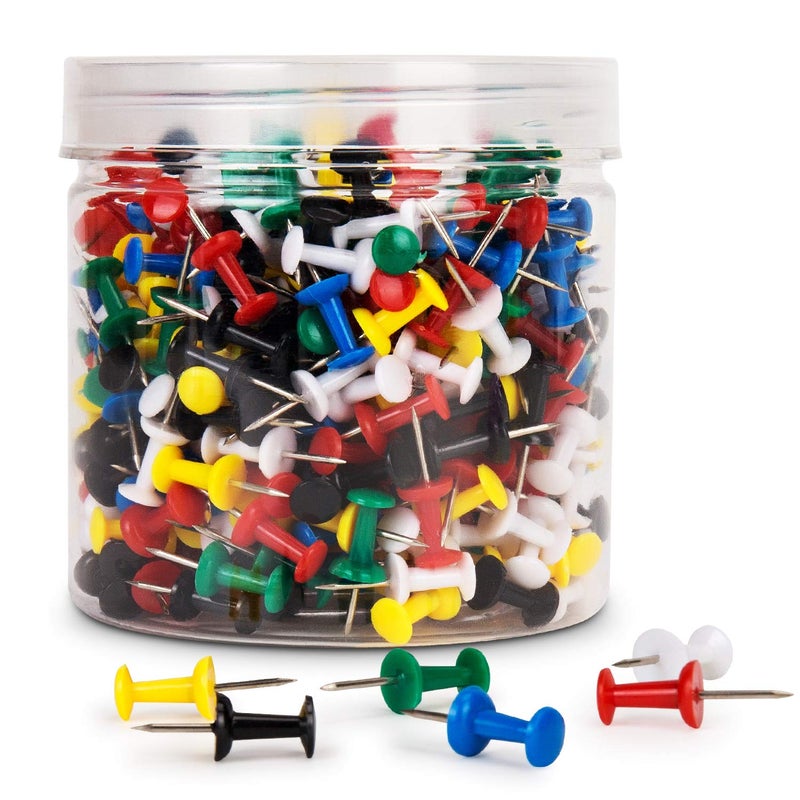 BetyBedy 400Pcs Push Pins, Thumb Tacks for Bulletin Board, Stick Pins Thumb Tacks for Cork Board Wall Hangings, Office Tacks Color Pins for Desk Decor Organization (Assorted Colors) - Image 1